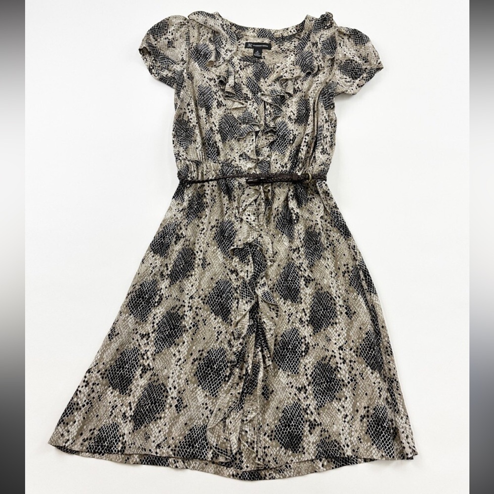INC International Concepts Snake Print Dress w/ Belt Mid Length Women’s Size 10